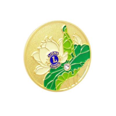 China USA Wholesale Metal Logo Lapel Pin Custom Lions Club Lotus Soft Enamel Pin for sale