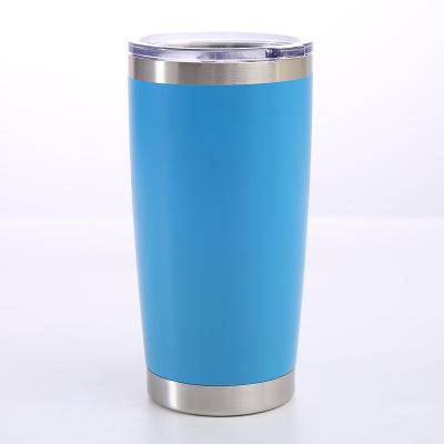 China 20Oz Disposable Matte Water Tumbler Cups In Vacuum Insulated Bulk 20oz Travel Coffee Double Wall Stainless Steel Light Blue Tumbler for sale