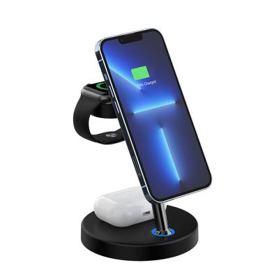 China Qi Wireless Charger Mobile Factory Wireless Charger 4 in 1 Stock 15w Fast Charging Magnetic Wireless Charger Stand for sale