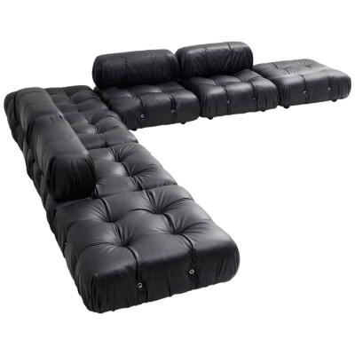 China Camaleonda Modular Leather Sofa Modular With 4 Singer Chair 3 Big Stool for sale