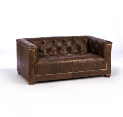 China Vintage Italian Leather Sofa (Other) 2 Seater Adjustable Lounge Loveseat for sale