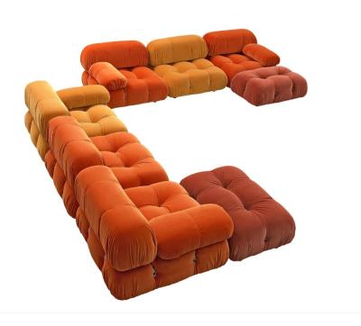 China Bellni Mario Modular Velvet Sofa Set With 6 Singer Chair 2 Small Stool for sale