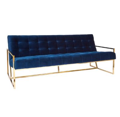 China Gold Stainless Steel Frame Living Room Sofa 3 Seater Luxury Convertible Banquet Sofa for sale