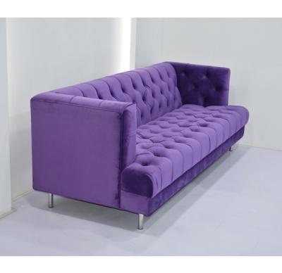 China Purple Velvet Fabric Convertible Chesterfield 3 Seater Sofa / Baxter 3 Seater for sale