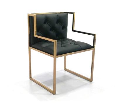 China Goldfinger convertible gold steel armchair in genuine leather upholstery for sale