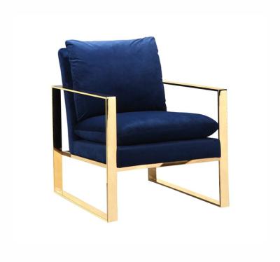 China Gerfield Convertible Gold Steel Armchair in Blue Velvet Fabric for sale