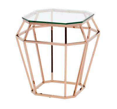 China Convertible Diamond Shape Side Table / Rose Gold Steel Side Table for sale