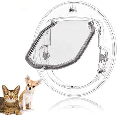 China Viable Transparent Round Pet Door Interior Comfortable Cat Dog Flap Door With 4 Way Lock for sale