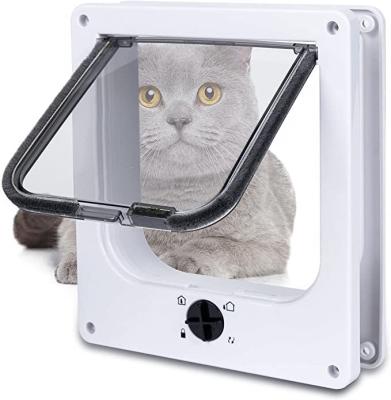 China New Arrival PVC Stored Automatic Indoor Pet Cat Door 4 Easy Way Locking Cat Flap For Indoor Outdoor for sale