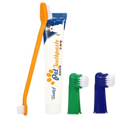 China Stocked Profession Care Dog Toothbrush And Toothpaste Set Dental Care Cleaning Kit For Dogs for sale