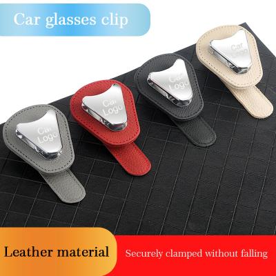 China Auto Interior Accessories Logo Portable Car Glasses Cases High Quality Car Clip Card Ticket Sun Visor Custom Sunglasses Holder for sale