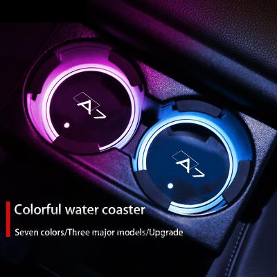 China DIY Logo Customized Logo Colorful Car Led Coaster Light Water Cup Holder Lamp For Audi A7 Accessories for sale