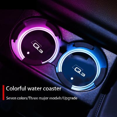 China DIY Logo Customized Logo Colorful Car Led Coaster Light Water Cup Holder Lamp For Audi Q3 Accessories for sale