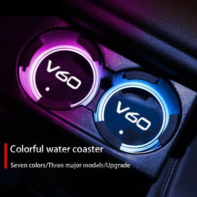 China DIY DIY Logo Customized Logo Colorful Car Led Coaster Lights Multicolor Water Cup Holder Lamp For Volvo V60 Accessories for sale