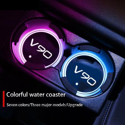 China DIY DIY Logo Customized Logo Colorful Car Led Coaster Lights Multicolor Water Cup Holder Lamp For Volvo V90 Accessories for sale