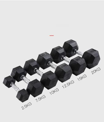 China Wholesale Training Equipment Rubber Coated Rubber Covered Dumbbell Steel Weights Hexagon Dumbbell Set for sale