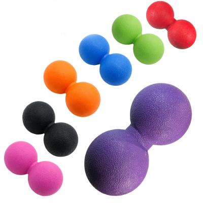 China Outdoor Sports Set Double Peanut Logo Massage Gym Balls Set Custom Made Eco-Friendly Silicone for sale