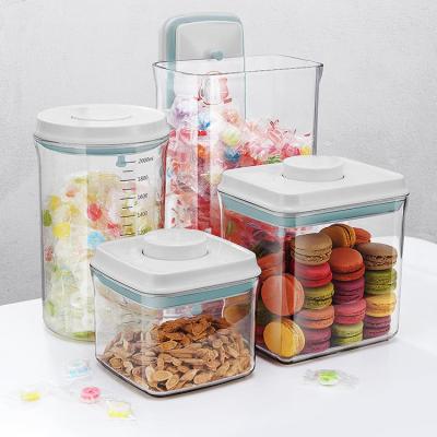 China Freshness Keeping POP Up Airtight Design Cereal Clear Storage Container Plastic Food Storage Jar Sets With Lids for sale