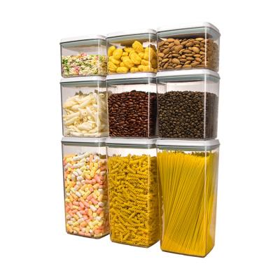 China Wholesale Kitchen Food Transparent Airtight Freshness Preservation Bulk Storage Containers Pop Up Design Storage Jar With Lids for sale