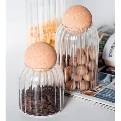 China Freshness Preservation Customer Logo Glass Jar With Airtight CorkLids Clear Borosilicate Glass Food Canisters Serving Tea Nuts Spice Candy for sale