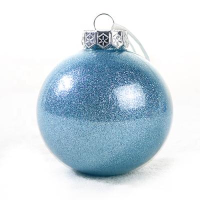 China Best Selling Eco - Friendly Colored Decorative Plastic Ball Glitter Hanging Christmas Ball for sale