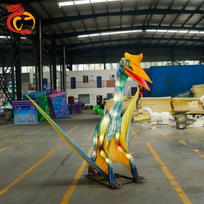 China Waterproof Chinese Lantern Outdoor Park Dinosaur Pterodactyl Cloth Lantern Exhibition Decorative Art for sale