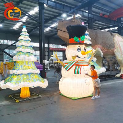 China Custom Christmas Tree Snowman Fabric Lantern Showground and Demonstration Mall Lantern for sale