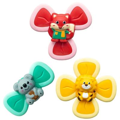 China High Quality Silicone Baby Suction Cup Turntable Rotate Sucker Spinner Top Food Grade Toys Teething Sticky Person Bath Toys For Toddlers Infant 3pcs/set for sale