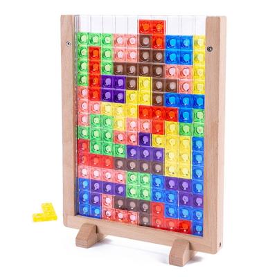 China Eco-friendly 3D Color Transmitting Interactive Board Games Jigsaw Toys Matching Puzzle Toy Russia Wooden Blocks For Kids for sale