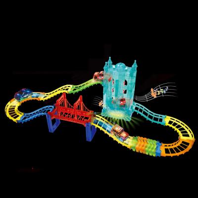 China DIY Eco-friendly Assembly Flexible Electronic Racing Track Light Car Flexible Instant Railway Magic Racing Track Set Educational Toys For Children for sale