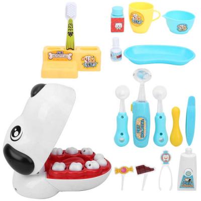 China Eco-friendly Material 17pcs Pet Dentist Pretend Play House Toy Doctor Tool Kit Doctor Role Play Interaction Simulation Brush Teeth Medical Toys for sale