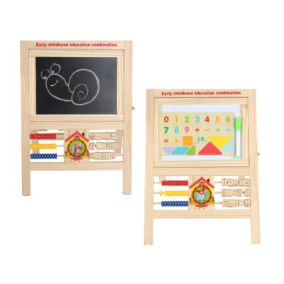 China Multifunctional Eco-friendly Drawing Board Drawing Set Kids Toy Letters and Number Drawing Wooden Toy Preschool Wood Tablet for Children 2 in 1 for sale