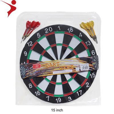 China New Durable 15 Inch Indoor Sports Target Dartboard Double Dart (6 Pcs Dart With Steel Net) With PVC Package Tip Steel Dart for sale