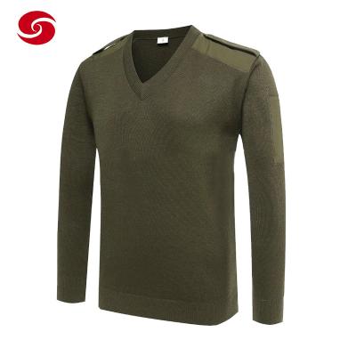 China                                  Wool Acrylic Army Green Pullover Men Military Sweater              for sale