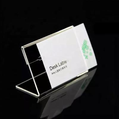 China Store & Desk L Shape Clear Acrylic Name Plate Holder / Name Card Desk Frame Holders for sale