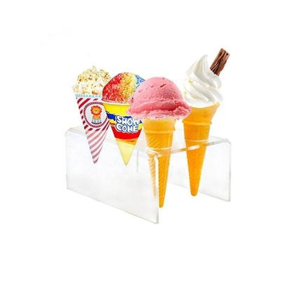 China Kids Birthday Party& Afternoon Tea Party& Shake 6 Holes Acrylic Clear Cupcake Ice Cream Cone Display Rack Holder for sale