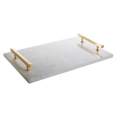 China Custom High Quality Acrylic Marble Tray Gift Desk/Acrylic Marble Tray Dish With Handles For Sale for sale