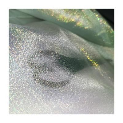 China 100% Sheer Polyester Shrink-Resistant Lightweight Rainbow Organza Fabric For Women's Dress And Wedding Dress for sale