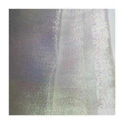 China Cheap And Sheer Light Rainbow Organza Shrink-Resistant 100% Sheer Polyester Fabric For Women's Wedding Dress for sale