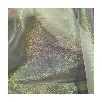 China 100% Sheer Polyester Shrink-Resistant Rainbow Wedding Light Weight Dress Organza Fabric For Women's Dress for sale