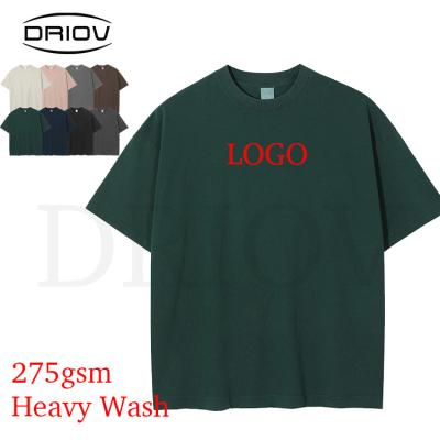 China 275Gsm Anti-Wrinkle Custom Unisex Luxury T-Shirt Heavy Weight 100%Cotton Plain Blank T-shirt Oversized Custom Washed Vintage T Shirts For Men for sale