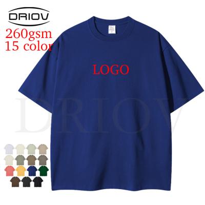 China Custom Heavy Multicolor Oversized T-shirt Drop Shoulder Logo 260G Cotton Tee Shirt Anti-Shrink White Graphic Tee Shirt Men for sale