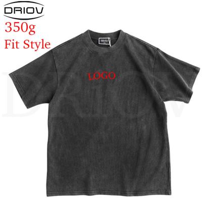 China Tight Round Digital Custom Logo Tee Shirt Anti-Wrinkle Anti-Wrinkle Wash 350g Neck Acid Black Fit T-Shirt For Men for sale