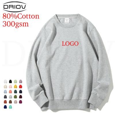 China Anti-wrinkle factory custom 300g round neck sweatshirts long sleeve empty crewneck hoodie plus size mens hoodies sweatshirts for sale