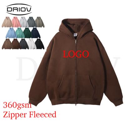 China Anti-Wrinkle Hoodie Manufacturers 360g Zipper Embroidered Logo Oversized Cropped Sweatshirts Mens Double Zipper Printing Hoodies&Sweatshirts for sale