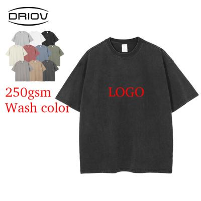 China Anti-Wrinkle Custom Logo 250GSM Cotton Washed Cotton Oversized T-Shirt Men T-shirt Luxury White 100 Plain Custom Mens Washed Cotton T-shirts for sale