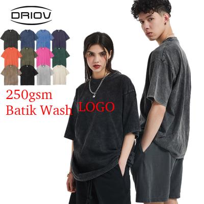 China New Design 250GSM Anti-Wrinkle Batik T Shirt Plain Heavy White DTG Vintage Logo Men's Batik Oversized T-shirt Plain Heavy T-shirt For Summers for sale