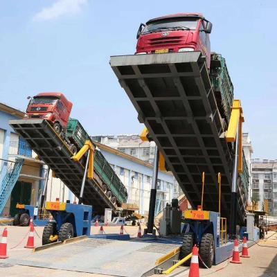 China Hotels Hydraulic Mobile Truck Loading Platform / Block Checkered Steel Plate Ramp 3*20m Table Height 2 Mobile Unloading Bumpers 2 Pieces for sale