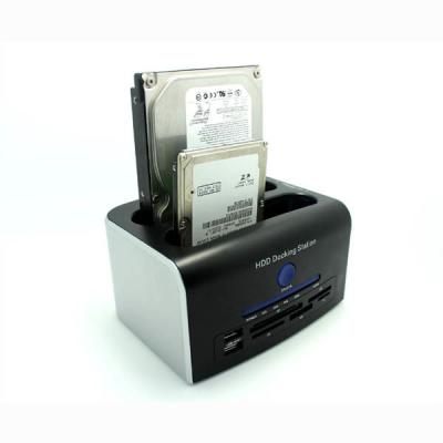 China SuperSpeed USB 3.0 to Dual 2.5/3.5in SATA Hard Drive Docking Station+All in 1 Card reade for sale