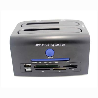 China SuperSpeed USB 3.0 to Dual 2.5/3.5in SATA Hard Drive Docking Station+All in 1 Card reade for sale